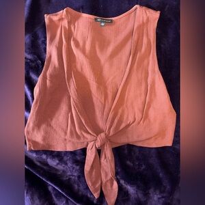 Shinestar Pink Sleeveless Tie Front Tank Top